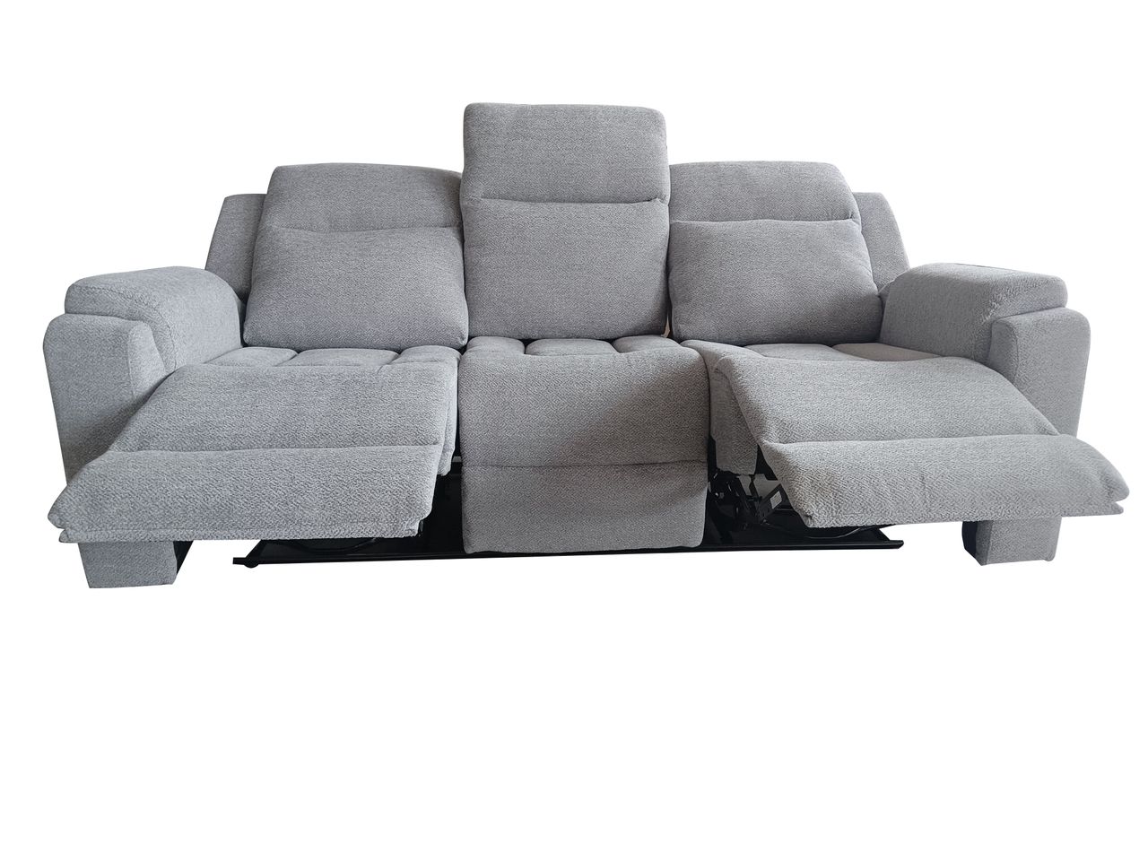 Set canapele relax electrice pentru living, 3+2+1 locuri, cu reglare prin buton pentru pozitie confortabila, suporturi pentru picioare ajustabile, port de incarcare lateral si tapiterie chenille, gri deschis - imagine 21