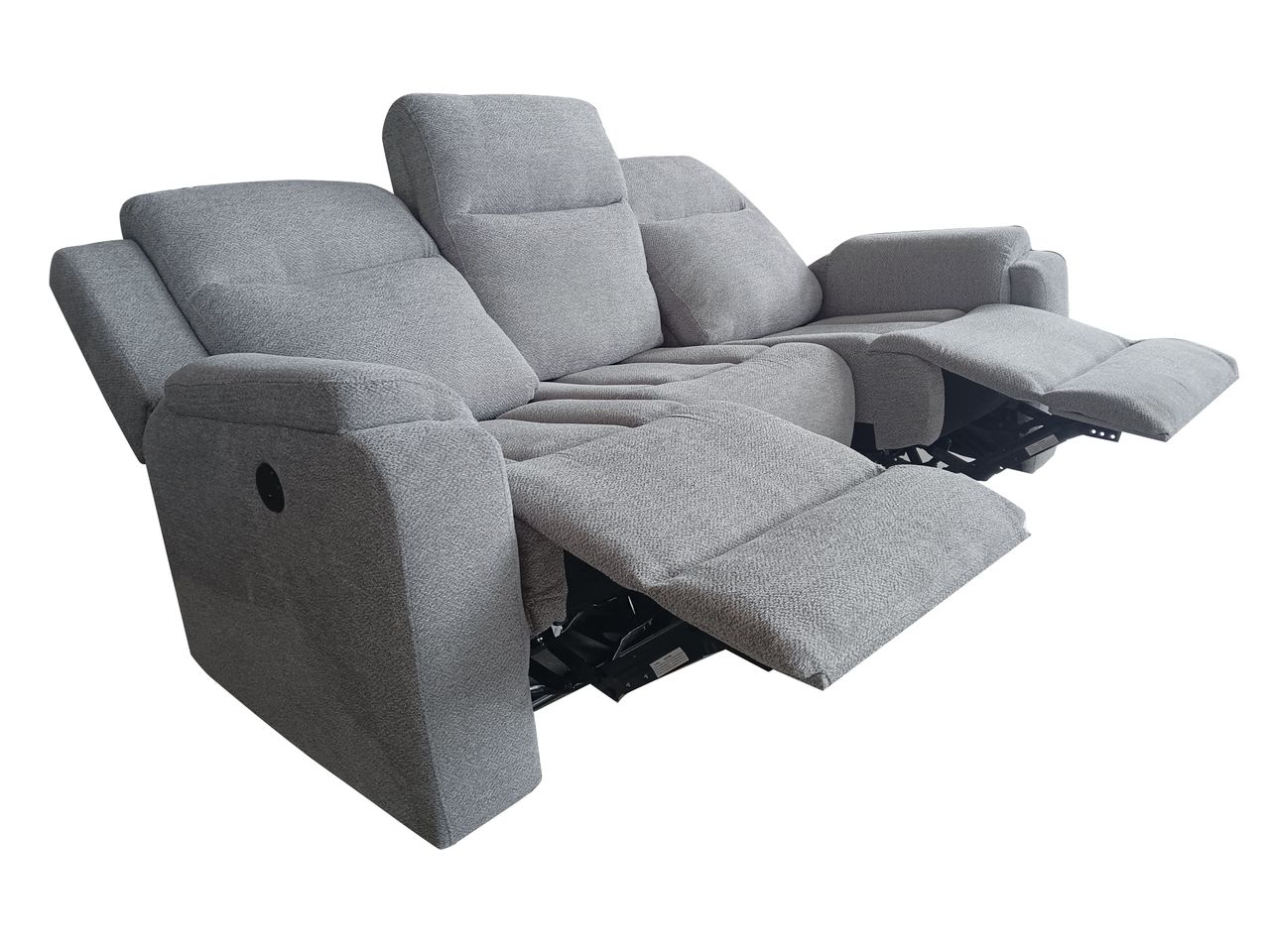 Set canapele relax electrice pentru living, 3+2+1 locuri, cu reglare prin buton pentru pozitie confortabila, suporturi pentru picioare ajustabile, port de incarcare lateral si tapiterie chenille, gri deschis - imagine 22
