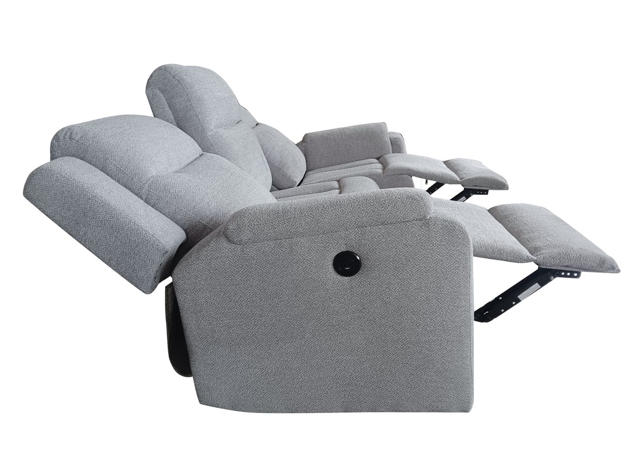 Set canapele relax electrice pentru living, 3+2+1 locuri, cu reglare prin buton pentru pozitie confortabila, suporturi pentru picioare ajustabile, port de incarcare lateral si tapiterie chenille, gri deschis - imagine 23