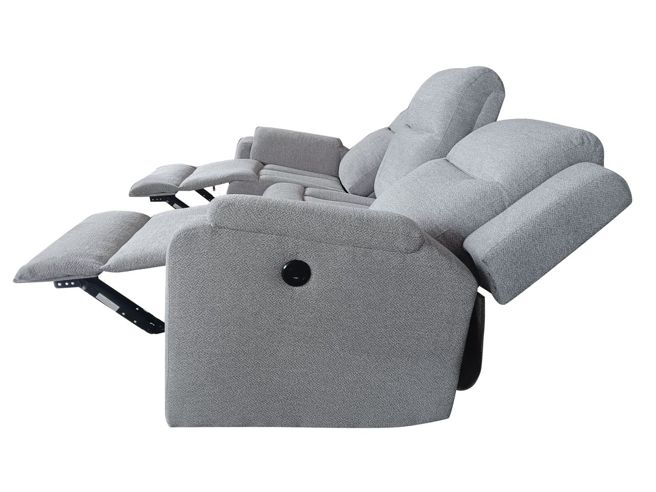 Set canapele relax electrice pentru living, 3+2+1 locuri, cu reglare prin buton pentru pozitie confortabila, suporturi pentru picioare ajustabile, port de incarcare lateral si tapiterie chenille, gri deschis - imagine 24