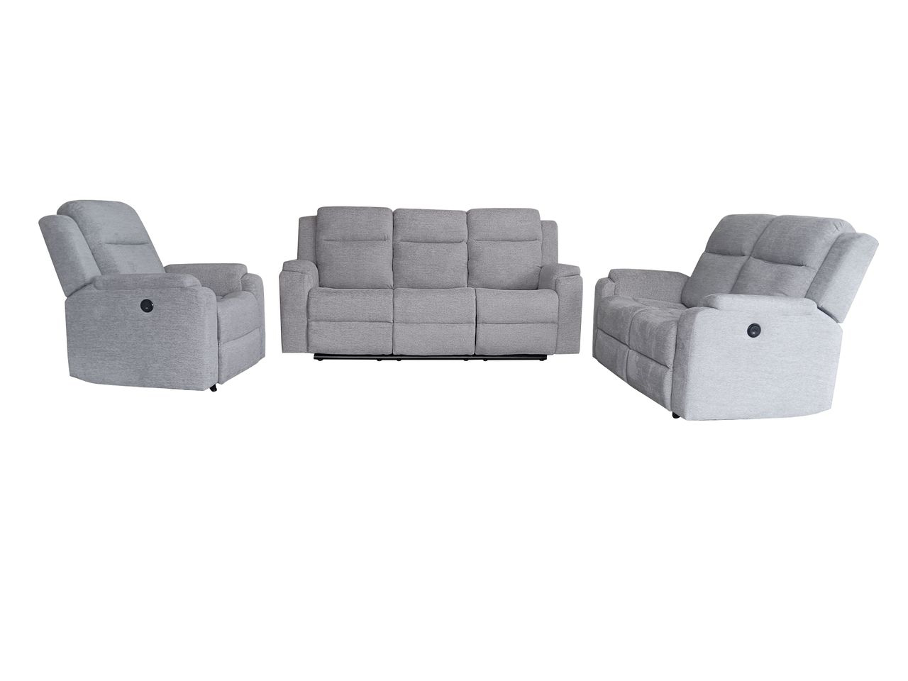 Set canapele relax electrice pentru living, 3+2+1 locuri, cu reglare prin buton pentru pozitie confortabila, suporturi pentru picioare ajustabile, port de incarcare lateral si tapiterie chenille, gri deschis - imagine 25