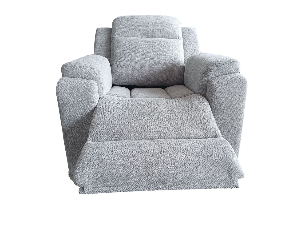 Set canapele relax electrice pentru living, 3+2+1 locuri, cu reglare prin buton pentru pozitie confortabila, suporturi pentru picioare ajustabile, port de incarcare lateral si tapiterie chenille, gri deschis - imagine 6
