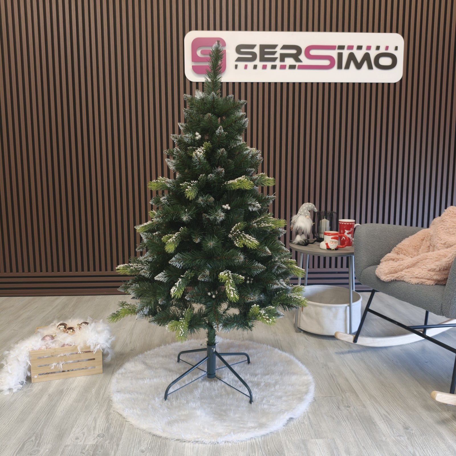 Brad artificial Christmas Deluxe by Sersimo, Diamant, 2D+3D, 150cm - imagine 2