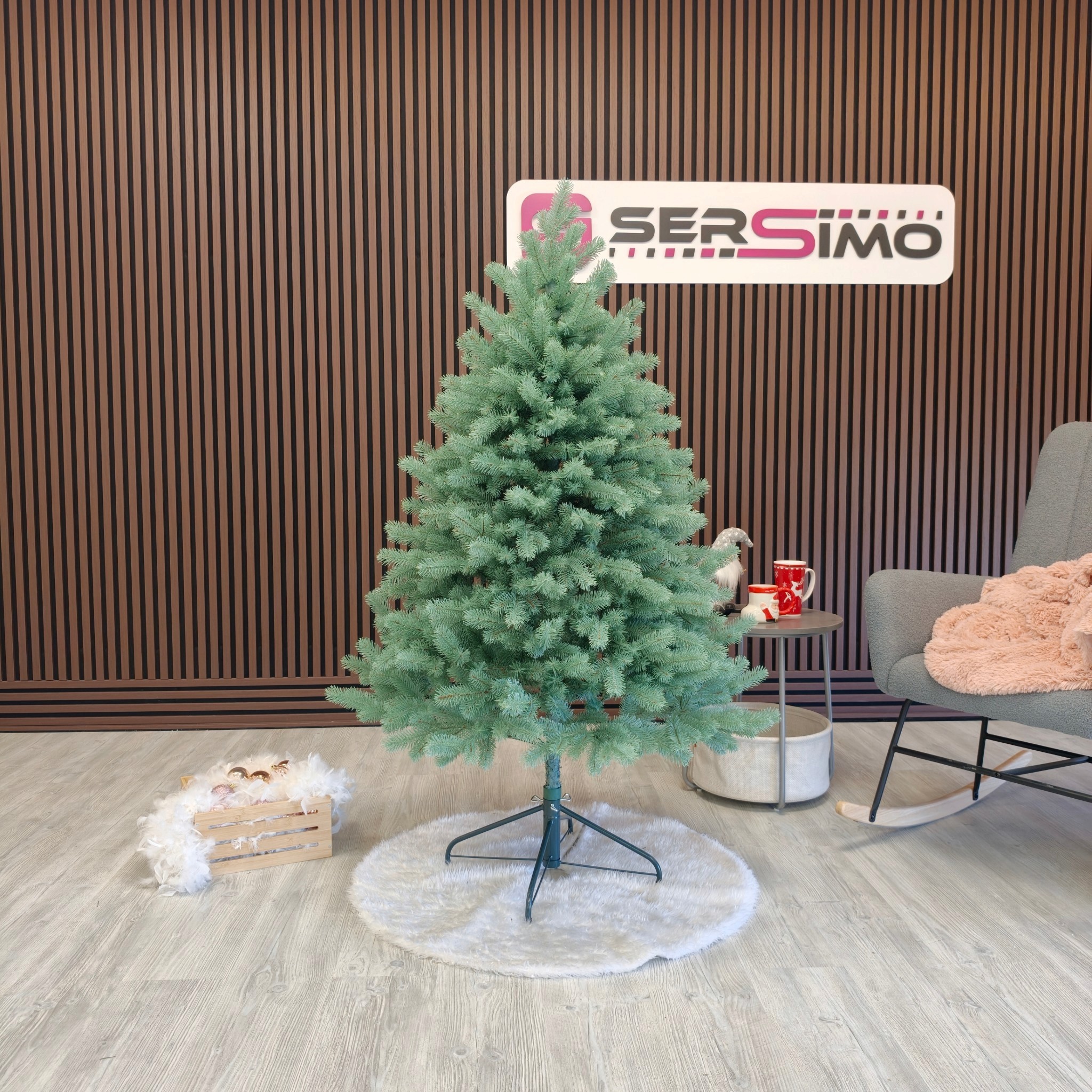 Brad artificial Christmas Deluxe by Sersimo, Kovalivska argintiu, 3D, 150 cm - imagine 14