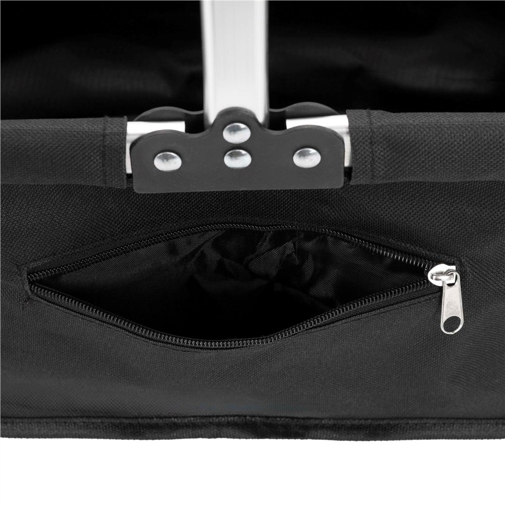 Set pentru cules ciuperci cu 4 accesorii, cos pliabil cu maner si baza rigidizata, geanta transport, palarie reversibila si cutit pliabil cu perie pentru curatarea ciupercilor, cos 41x22x27 cm, negru - imagine 10