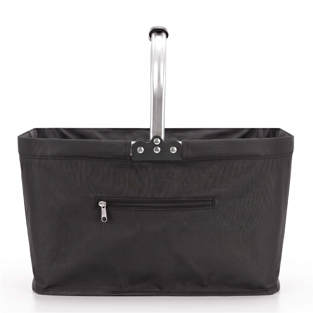 Set pentru cules ciuperci cu 4 accesorii, cos pliabil cu maner si baza rigidizata, geanta transport, palarie reversibila si cutit pliabil cu perie pentru curatarea ciupercilor, cos 41x22x27 cm, negru - imagine 12