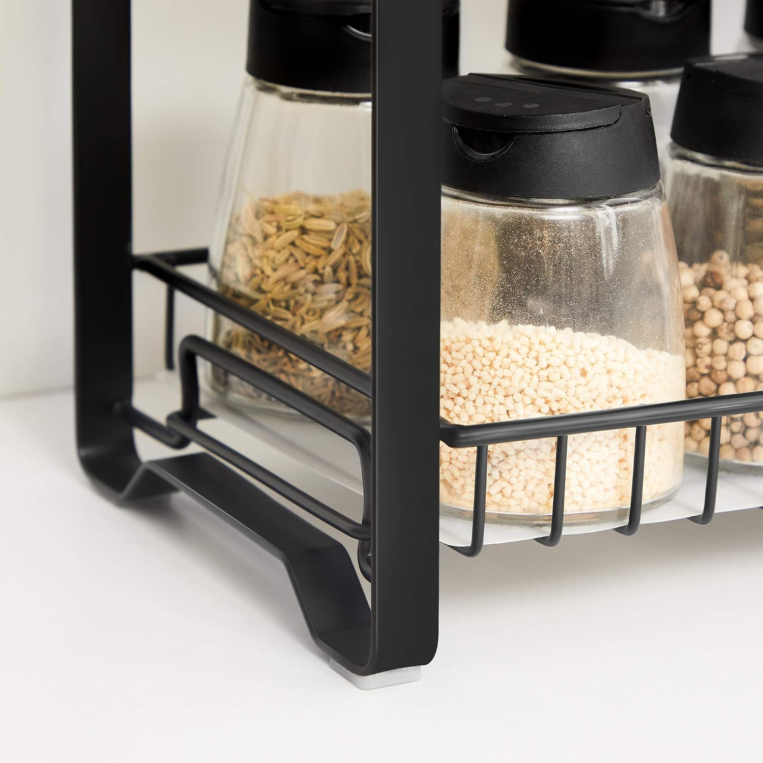 SONGMICS Raft organizator pentru bucatarie cu 2 niveluri pentru condimente si accesorii, structura metalica rezistenta din otel, utilizare multifunctionala in bucatarie, baie sau birou, 31x16x26 cm, negru - imagine 8