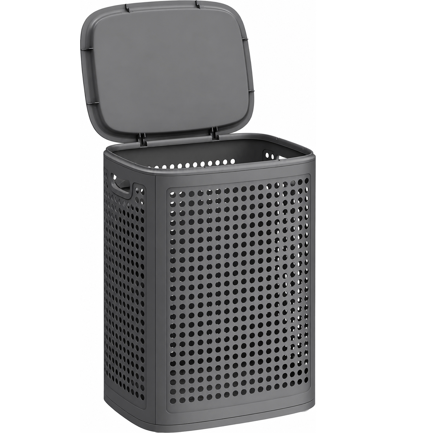SONGMICS Cos de rufe 75 L pentru spatii mici, design ingust cu capac, ventilatie pentru circulatia aerului, 43x33x57 cm, gri inchis