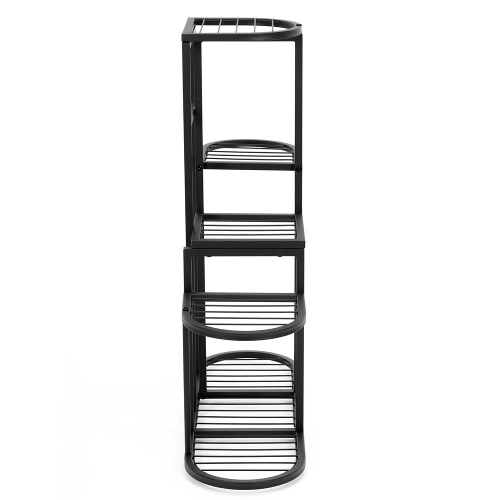 Suport metalic pentru flori si plante cu 5 rafturi si 7 locuri pentru ghivece, structura rezistenta din otel, maxim 30 kg, pentru living, balcon sau terasa acoperita, 70x23x79 cm, negru - imagine 13