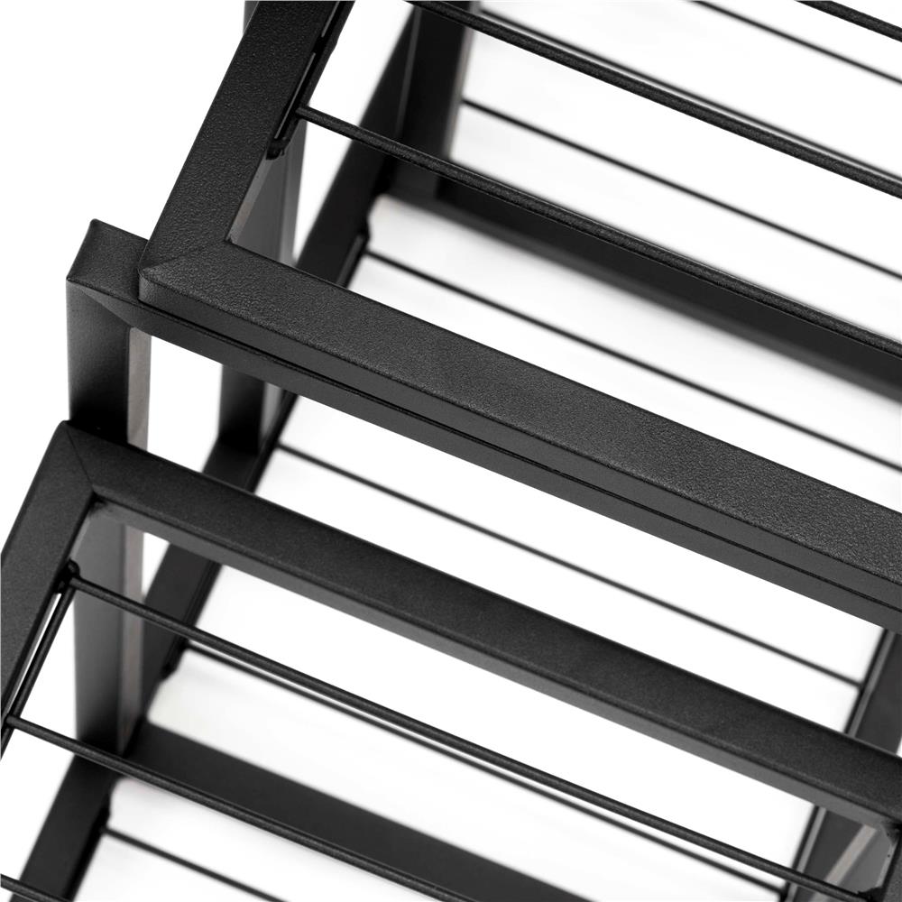 Suport metalic pentru flori si plante cu 5 rafturi si 7 locuri pentru ghivece, structura rezistenta din otel, maxim 30 kg, pentru living, balcon sau terasa acoperita, 70x23x79 cm, negru - imagine 8