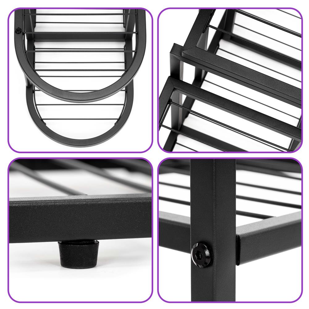 Suport metalic pentru flori si plante cu 5 rafturi si 7 locuri pentru ghivece, structura rezistenta din otel, maxim 30 kg, pentru living, balcon sau terasa acoperita, 70x23x79 cm, negru - imagine 9