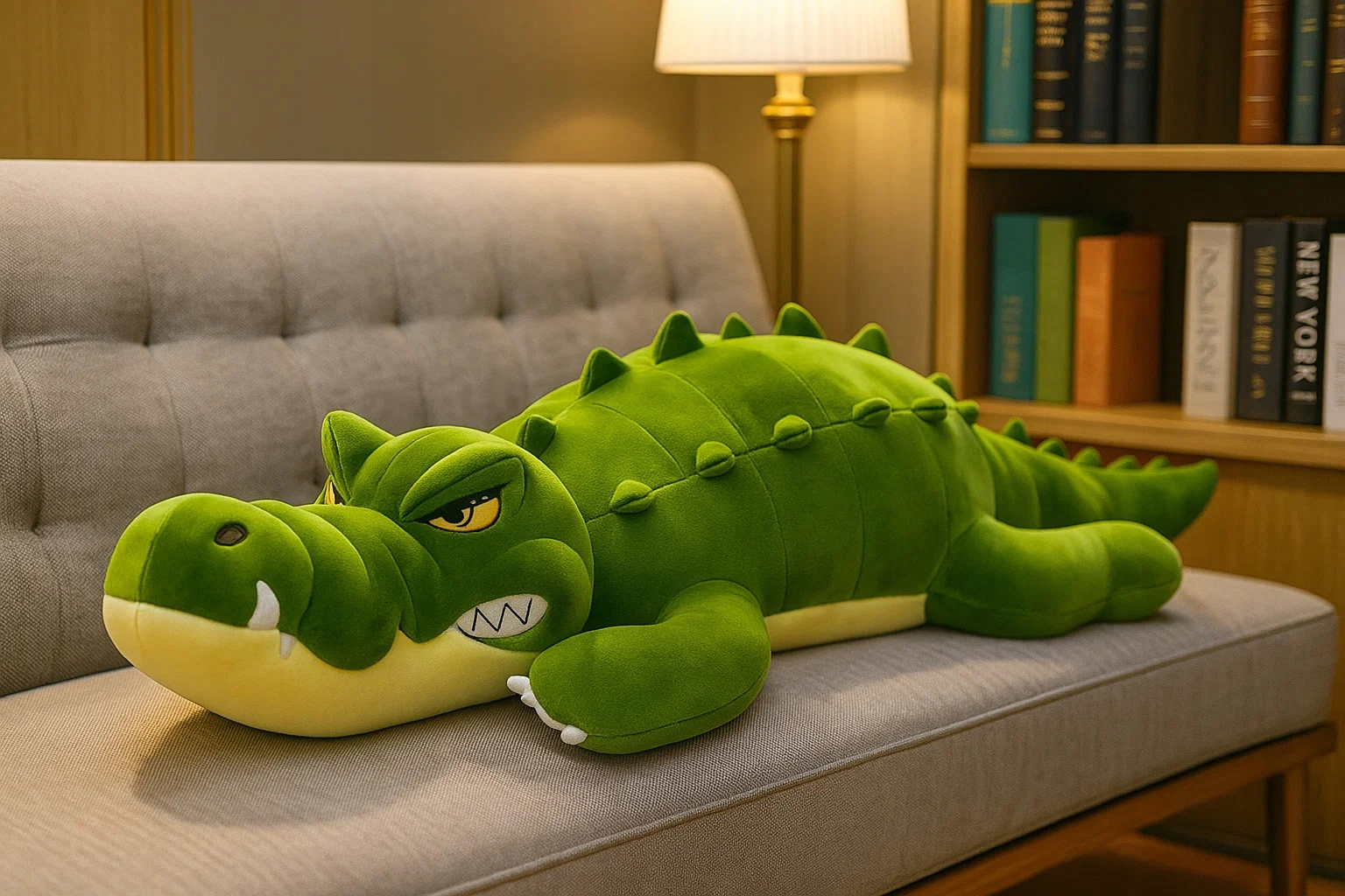 Jucarie de plus Crocodil urias 100 cm, multifunctionala 2 in 1, perna moale pentru imbratisat si relaxare, umplutura elastica din fibre, ideala pentru joaca, dormit si decorarea camerei copiilor, 3+ ani, 100x35 cm, verde - imagine 7