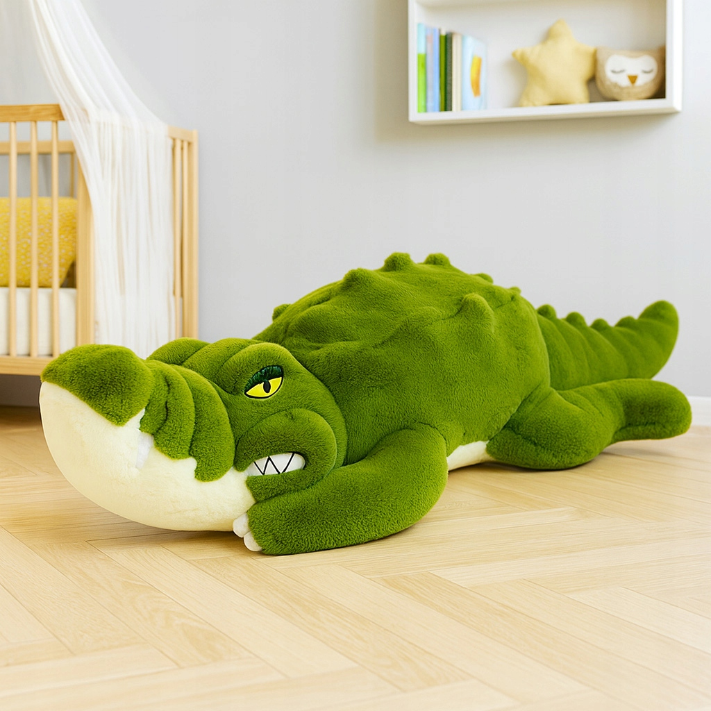 Jucarie de plus Crocodil urias 100 cm, multifunctionala 2 in 1, perna moale pentru imbratisat si relaxare, umplutura elastica din fibre, ideala pentru joaca, dormit si decorarea camerei copiilor, 3+ ani, 100x35 cm, verde - imagine 8