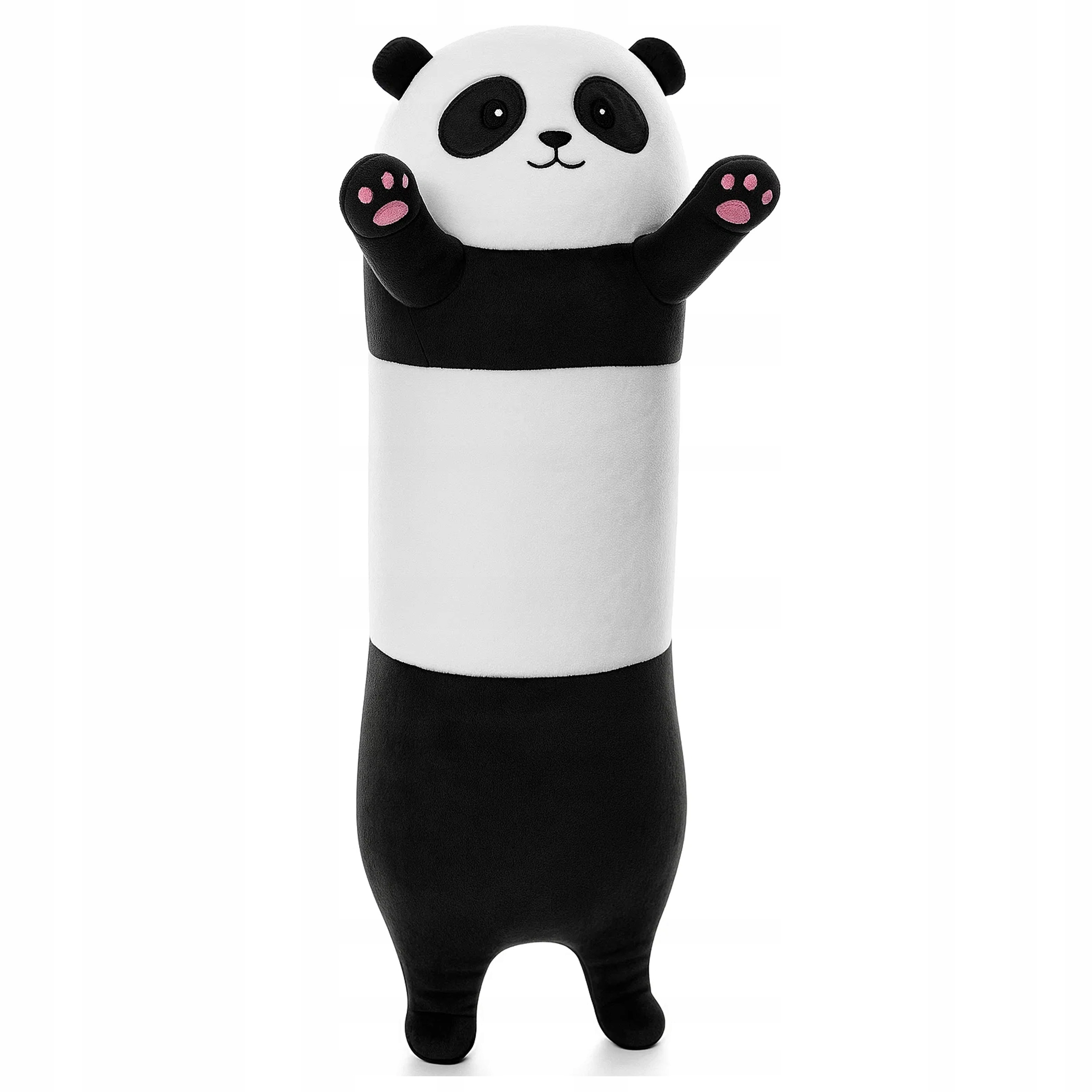 Jucarie de plus Panda urias 70 cm, multifunctionala 2 in 1, perna moale pentru imbratisat si relaxare, umplutura pufoasa din poliester, ideala pentru joaca, dormit sau decorarea camerei, 3+ ani, alb si negru - imagine 7