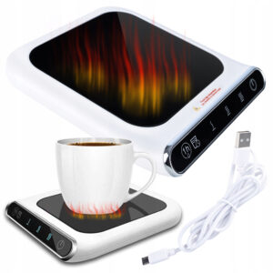 Incalzitor electric pentru cana de cafea si ceai, cu alimentare USB si putere 10 W, 3 trepte de temperatura, functie de mentinere a bauturilor calde, design compact pentru birou si acasa, 13x12x2 cm