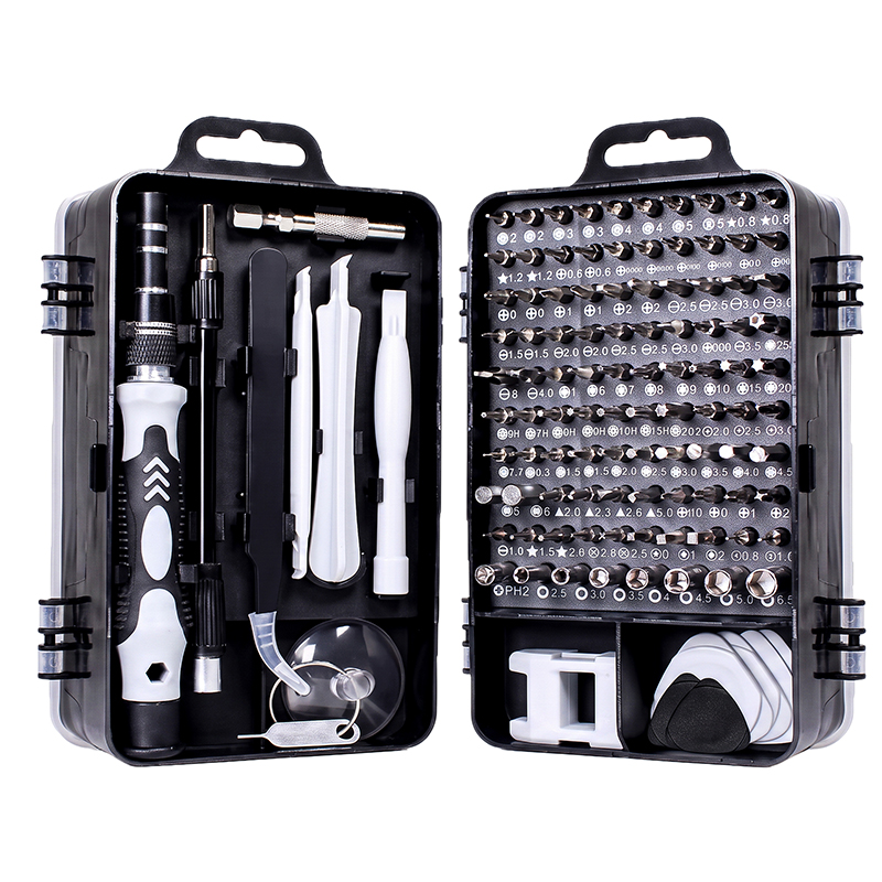 Set surubelnite de precizie 135 piese, cu 114 biti Imbus, Torx, cruce si drepti, prelungitoare, penseta, magnetizator si accesorii pentru demontarea carcaselor, ideal pentru reparatii telefoane si alte dispozitive electronice, 16x9x5 cm