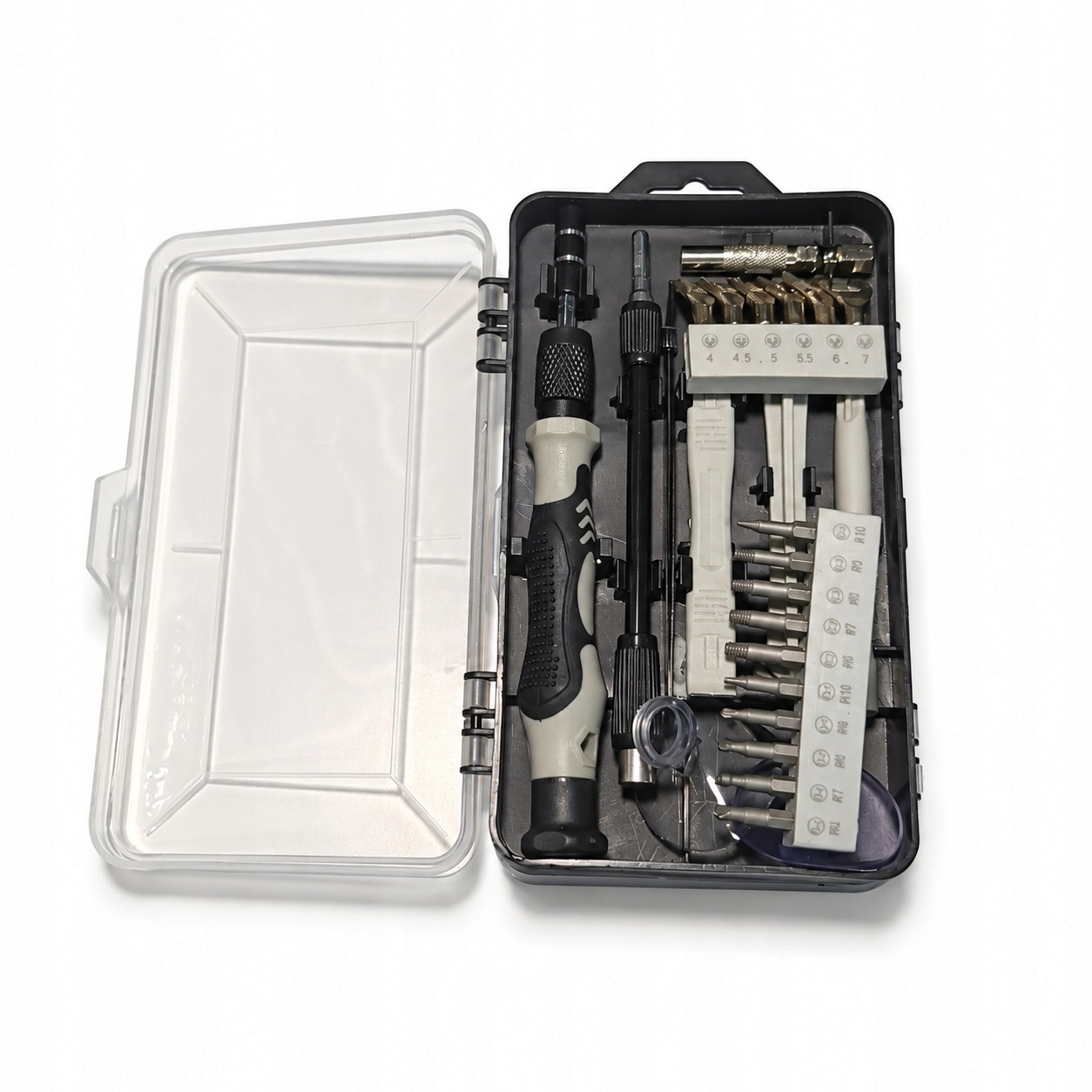 Set surubelnite de precizie 135 piese, cu 114 biti Imbus, Torx, cruce si drepti, prelungitoare, penseta, magnetizator si accesorii pentru demontarea carcaselor, ideal pentru reparatii telefoane si alte dispozitive electronice, 16x9x5 cm - imagine 5