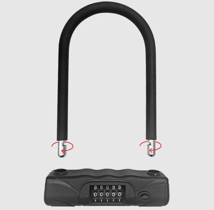 Antifurt bicicleta tip U cu cifru de siguranta din 5 cifre, constructie robusta din otel cu bara de 15 mm pentru protectie sporita impotriva furtului, inchidere fara cheie, 17x25 cm - imagine 5