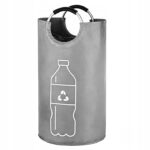 Cos pliabil pentru colectarea sticlelor si dozelor reciclabile SGR, capacitate 90 L, material Oxford rezistent, manere pentru transport, design compact pentru depozitare, ideal pentru casa, garaj sau pivnita, 38x72 cm, gri