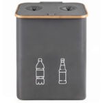 Cos pliabil pentru colectarea selectiva a sticlelor si dozelor reciclabile SGR, capacitate 160 L, 2 compartimente pentru sortare, capac din bambus cu 2 orificii pentru introducere rapida, saci interiori detasabili, material Oxford, 57x75 cm, negru