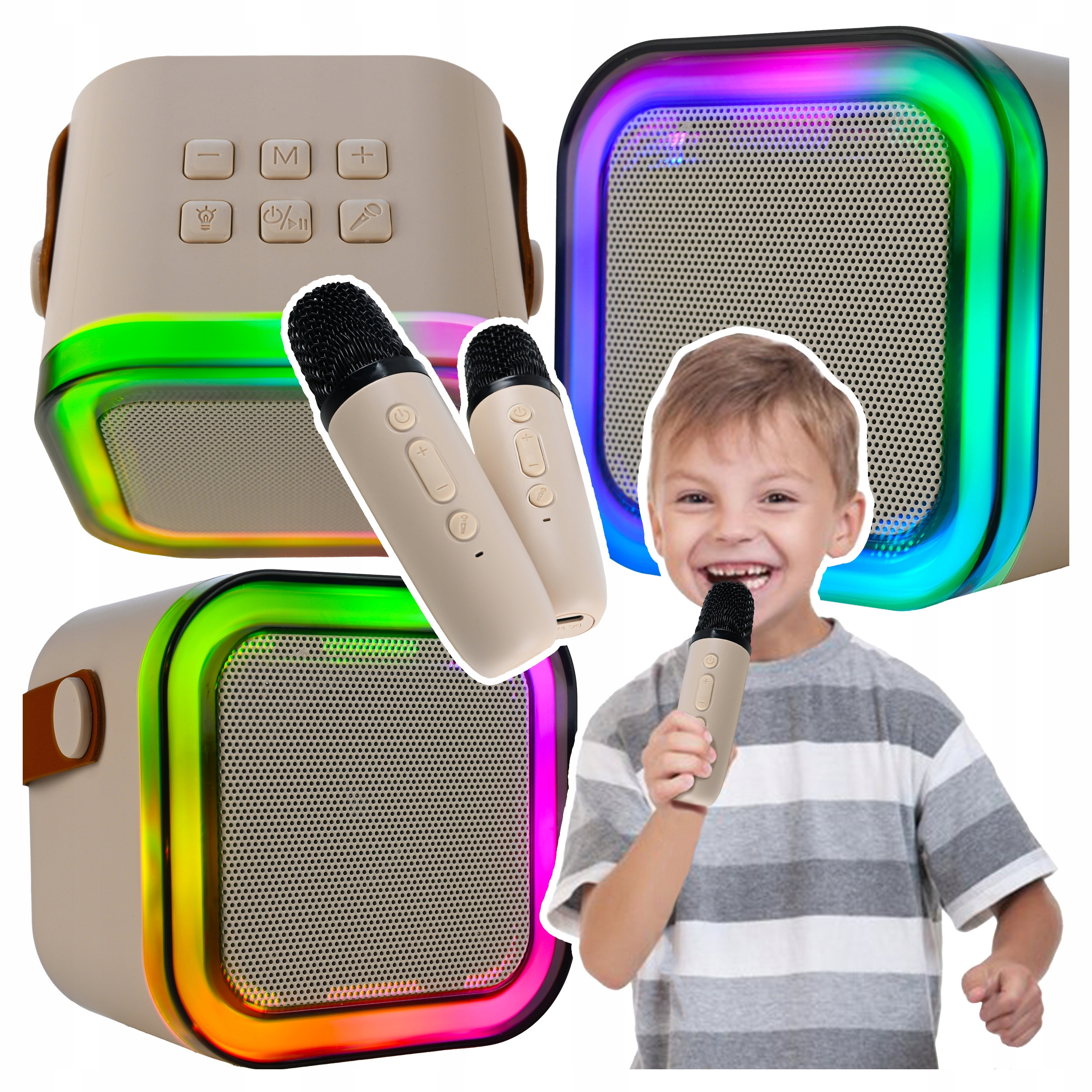 Set karaoke wireless cu 2 microfoane pentru duet si boxa Bluetooth portabila de 6 W, card TF si AUX, acumulator reincarcabil 800 mAh, design compact pentru petreceri si distractie acasa, ideal pentru copii si adulti - imagine 14