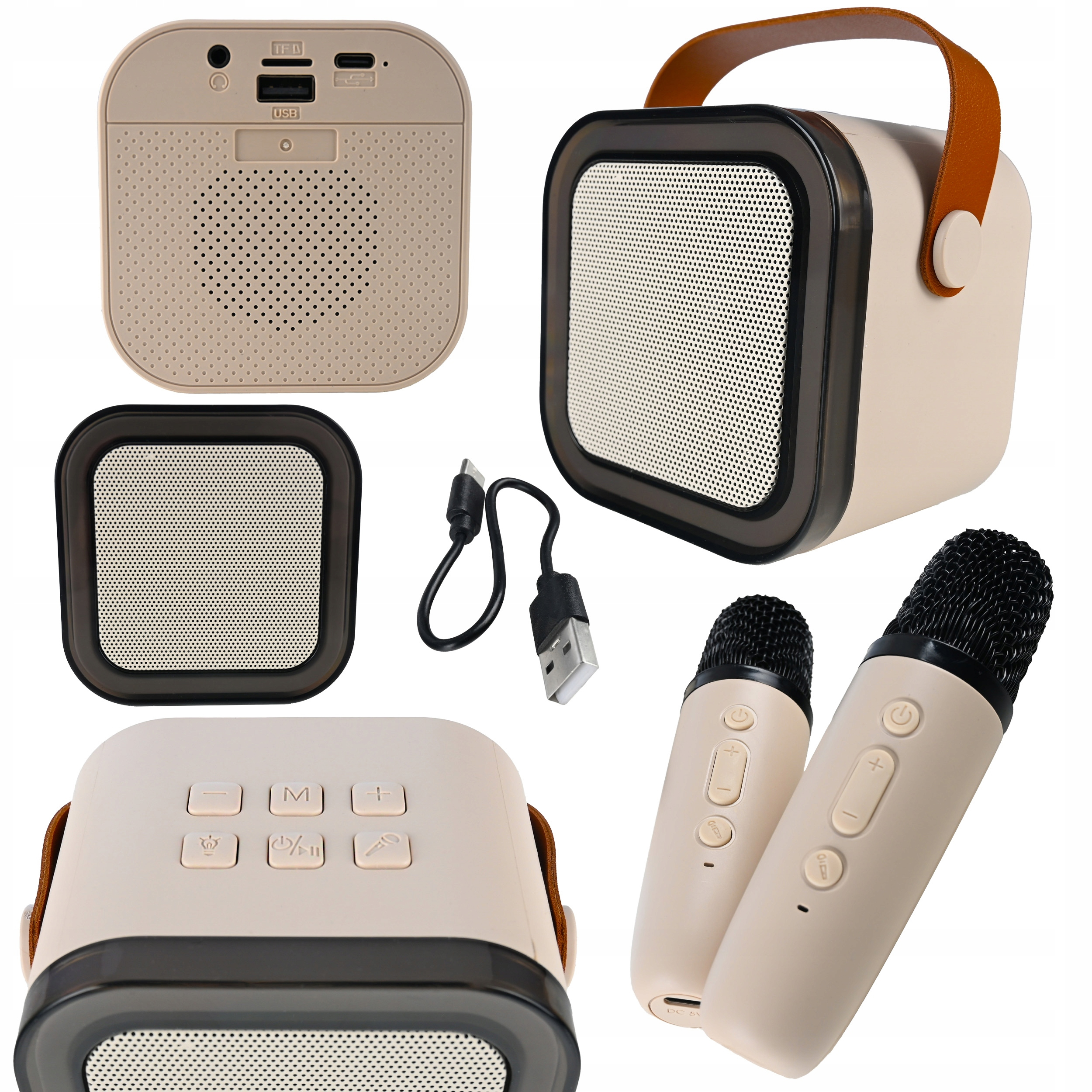 Set karaoke wireless cu 2 microfoane pentru duet si boxa Bluetooth portabila de 6 W, card TF si AUX, acumulator reincarcabil 800 mAh, design compact pentru petreceri si distractie acasa, ideal pentru copii si adulti - imagine 7
