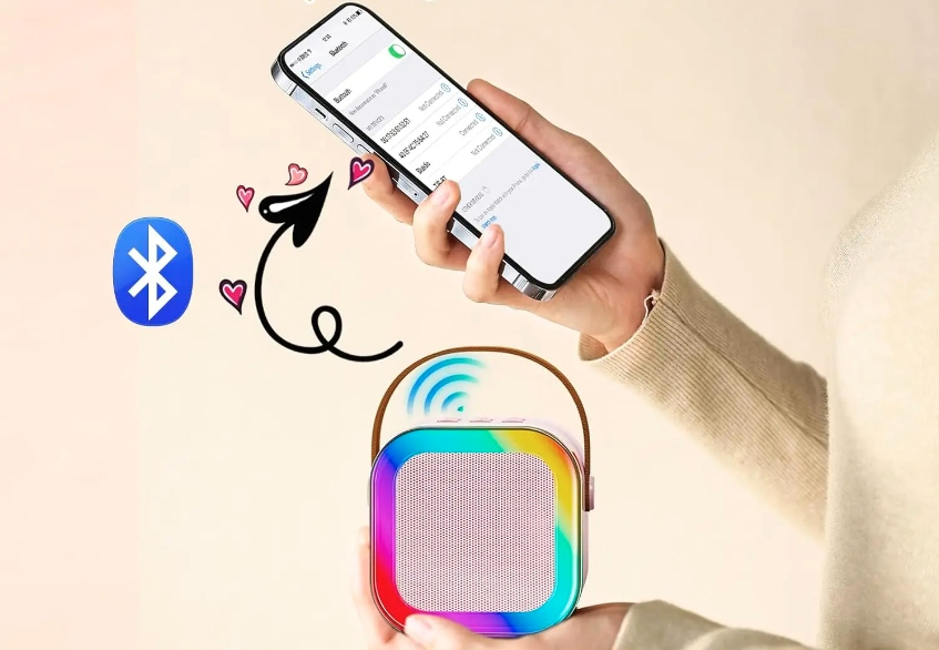 Set karaoke wireless cu 2 microfoane pentru duet si boxa Bluetooth portabila de 6 W, card TF si AUX, acumulator reincarcabil 800 mAh, design compact pentru petreceri si distractie acasa, ideal pentru copii si adulti - imagine 10