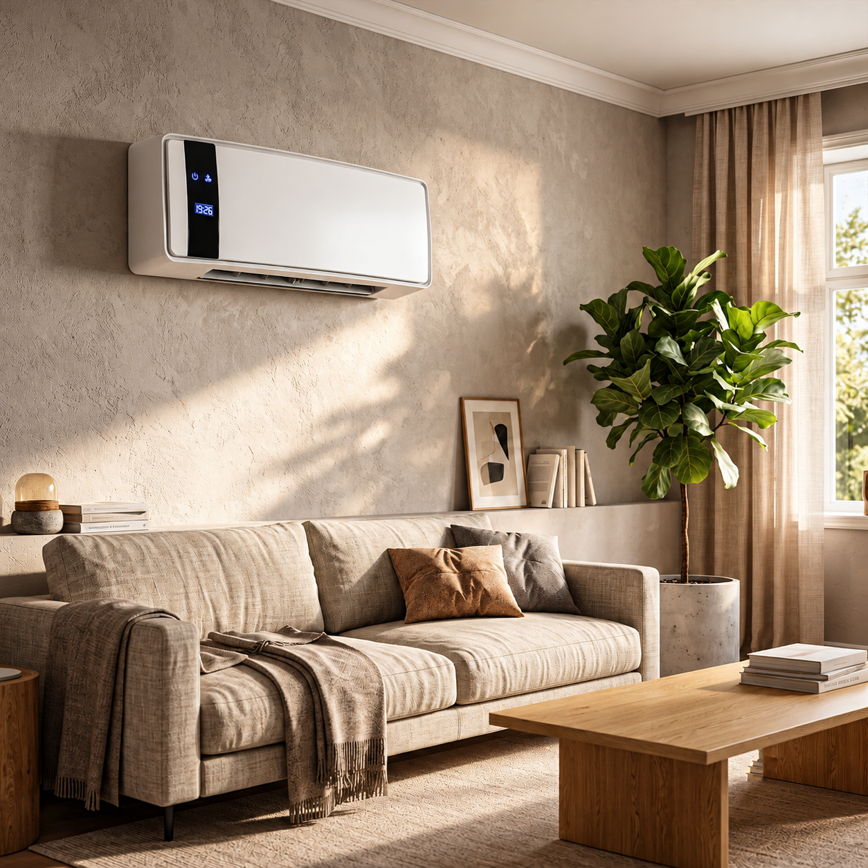 Aeroterma electrica de perete cu element ceramic PTC, putere reglabila 1000 W si 2000 W, 3 moduri functionare pentru ventilatie si incalzire, afisaj LED si telecomanda, programator si temporizator, 50x14x19 cm - imagine 8