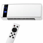 Aeroterma electrica de perete cu element ceramic PTC, putere reglabila 1000 W si 2000 W, 3 moduri functionare pentru ventilatie si incalzire, afisaj LED si telecomanda, programator si temporizator, 50x14x19 cm