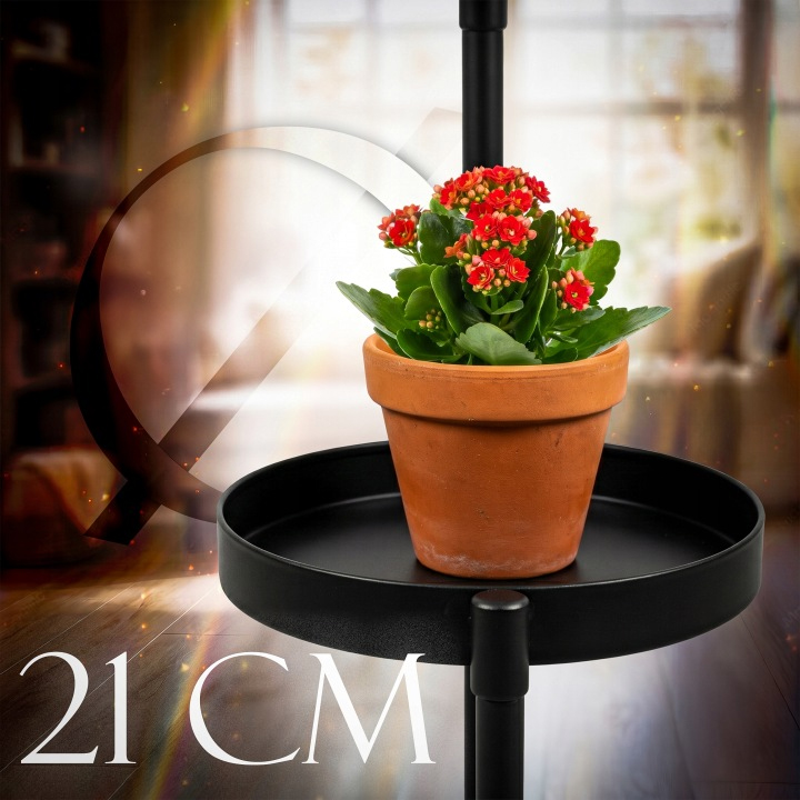 Suport pentru flori si ghivece cu 5 niveluri, structura metalica, polite rotunde cu margini inaltate si diametru de 20 cm, design modern industrial si loft, baza stabila de 48x48 cm, inaltime 82 cm, negru - imagine 6