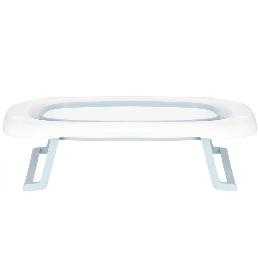 Cadita de baie pliabila pentru bebelusi si copii, sistem de siguranta impotriva plierii accidentale, dop de scurgere, sarcina maxima 30 kg, material plastic si silicon, 85x53x20 cm, alb - imagine 15