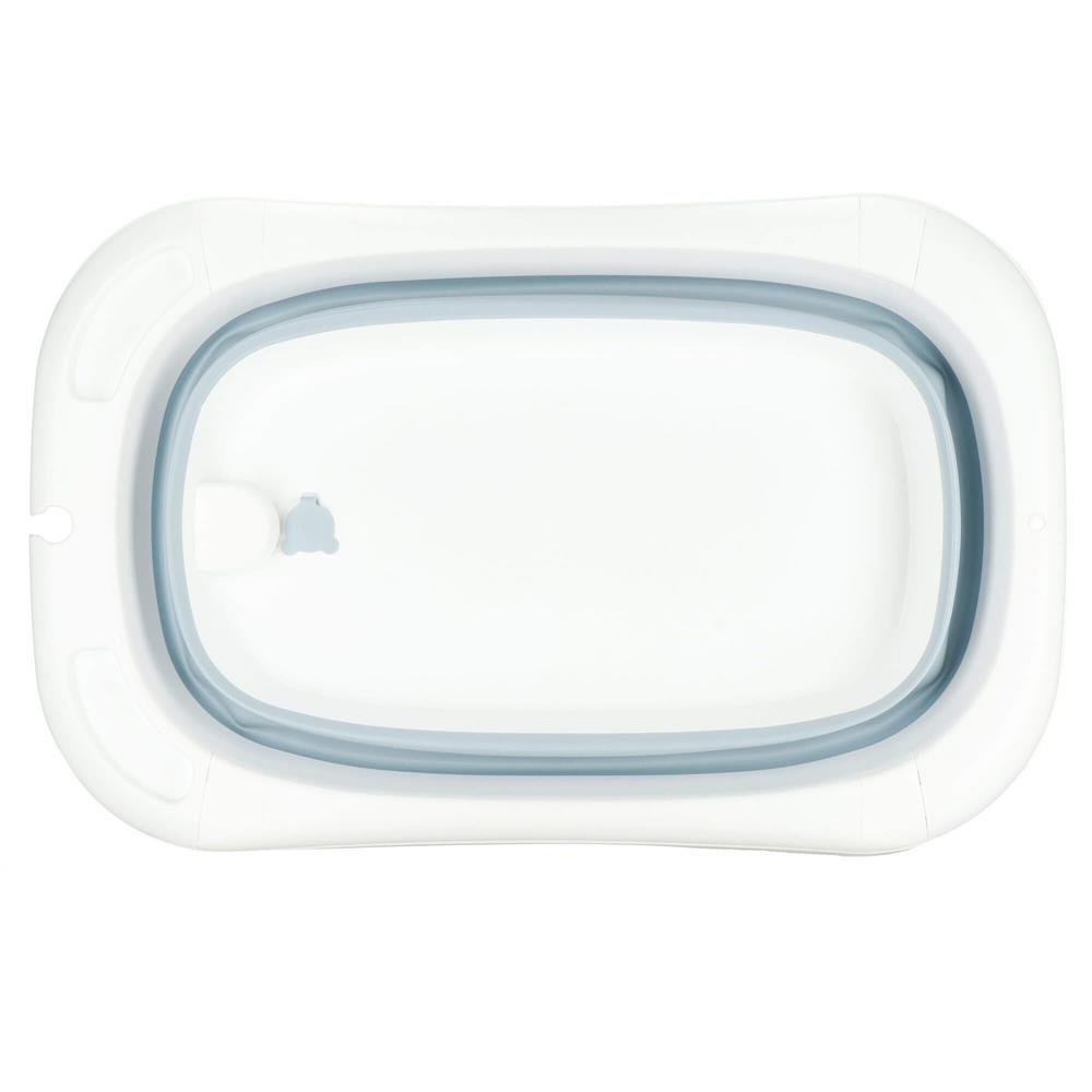 Cadita de baie pliabila pentru bebelusi si copii, sistem de siguranta impotriva plierii accidentale, dop de scurgere, sarcina maxima 30 kg, material plastic si silicon, 85x53x20 cm, alb - imagine 16