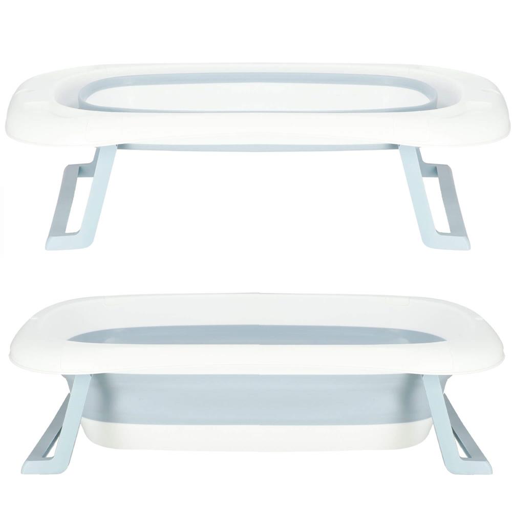 Cadita de baie pliabila pentru bebelusi si copii, sistem de siguranta impotriva plierii accidentale, dop de scurgere, sarcina maxima 30 kg, material plastic si silicon, 85x53x20 cm, alb - imagine 17