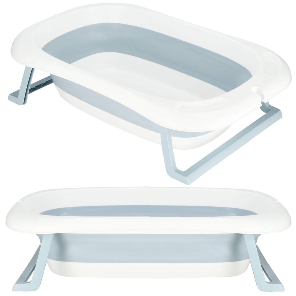 Cadita de baie pliabila pentru bebelusi si copii, sistem de siguranta impotriva plierii accidentale, dop de scurgere, sarcina maxima 30 kg, material plastic si silicon, 85x53x20 cm, alb - imagine 18