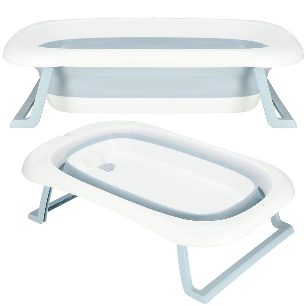 Cadita de baie pliabila pentru bebelusi si copii, sistem de siguranta impotriva plierii accidentale, dop de scurgere, sarcina maxima 30 kg, material plastic si silicon, 85x53x20 cm, alb - imagine 19