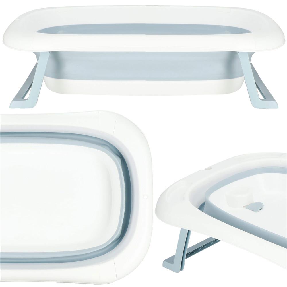 Cadita de baie pliabila pentru bebelusi si copii, sistem de siguranta impotriva plierii accidentale, dop de scurgere, sarcina maxima 30 kg, material plastic si silicon, 85x53x20 cm, alb - imagine 20