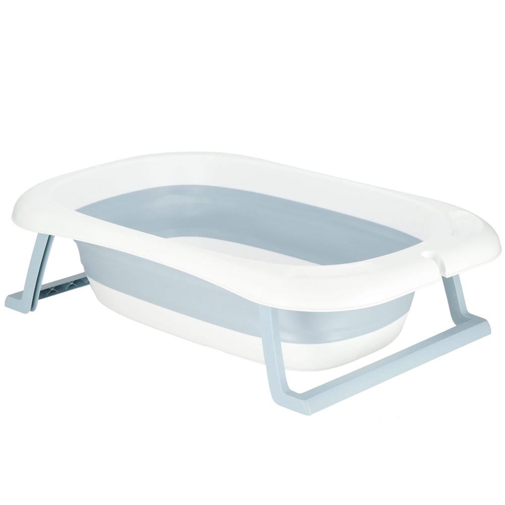 Cadita de baie pliabila pentru bebelusi si copii, sistem de siguranta impotriva plierii accidentale, dop de scurgere, sarcina maxima 30 kg, material plastic si silicon, 85x53x20 cm, alb - imagine 21
