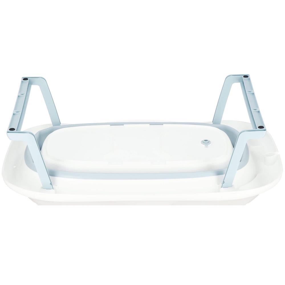 Cadita de baie pliabila pentru bebelusi si copii, sistem de siguranta impotriva plierii accidentale, dop de scurgere, sarcina maxima 30 kg, material plastic si silicon, 85x53x20 cm, alb - imagine 22