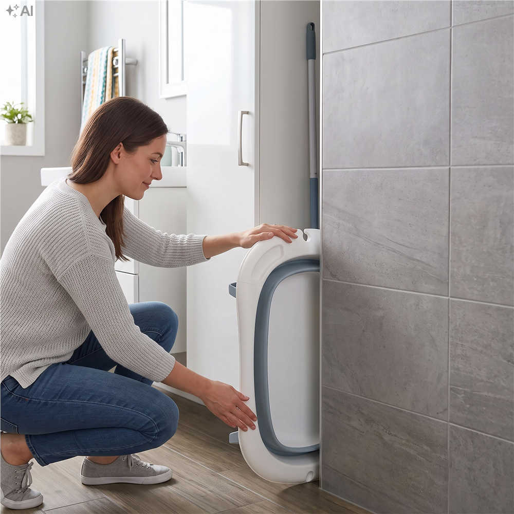 Cadita de baie pliabila pentru bebelusi si copii, sistem de siguranta impotriva plierii accidentale, dop de scurgere, sarcina maxima 30 kg, material plastic si silicon, 85x53x20 cm, alb - imagine 32