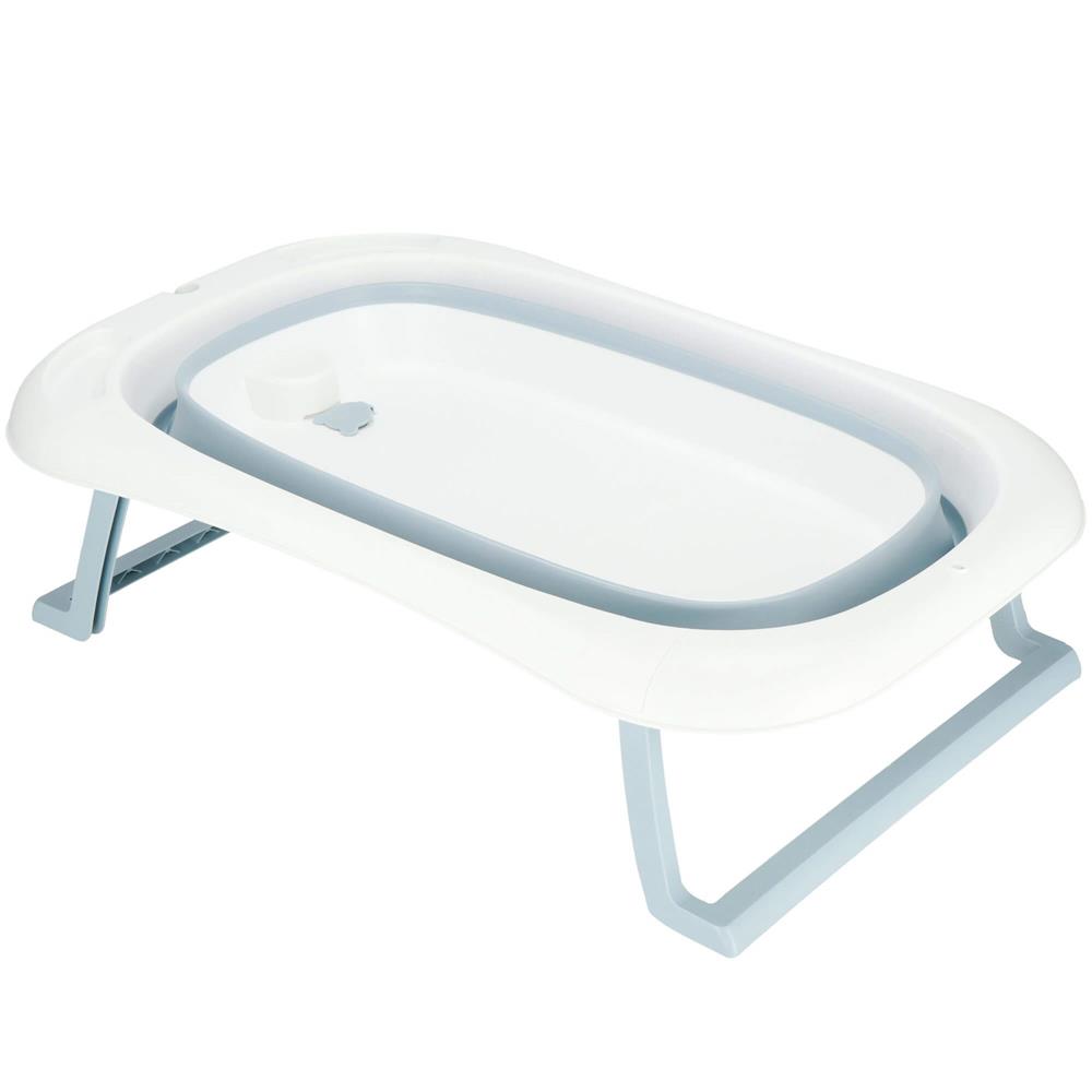 Cadita de baie pliabila pentru bebelusi si copii, sistem de siguranta impotriva plierii accidentale, dop de scurgere, sarcina maxima 30 kg, material plastic si silicon, 85x53x20 cm, alb - imagine 6