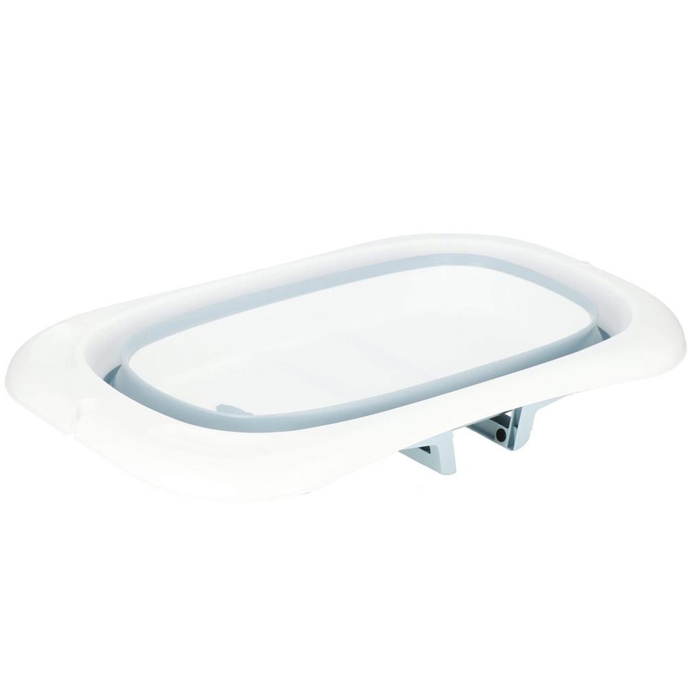Cadita de baie pliabila pentru bebelusi si copii, sistem de siguranta impotriva plierii accidentale, dop de scurgere, sarcina maxima 30 kg, material plastic si silicon, 85x53x20 cm, alb - imagine 7