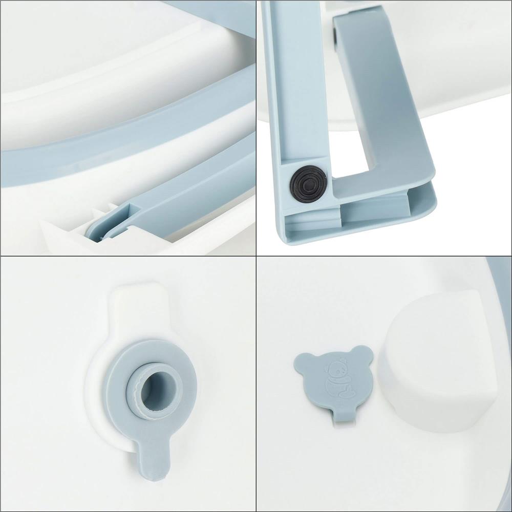 Cadita de baie pliabila pentru bebelusi si copii, sistem de siguranta impotriva plierii accidentale, dop de scurgere, sarcina maxima 30 kg, material plastic si silicon, 85x53x20 cm, alb - imagine 8