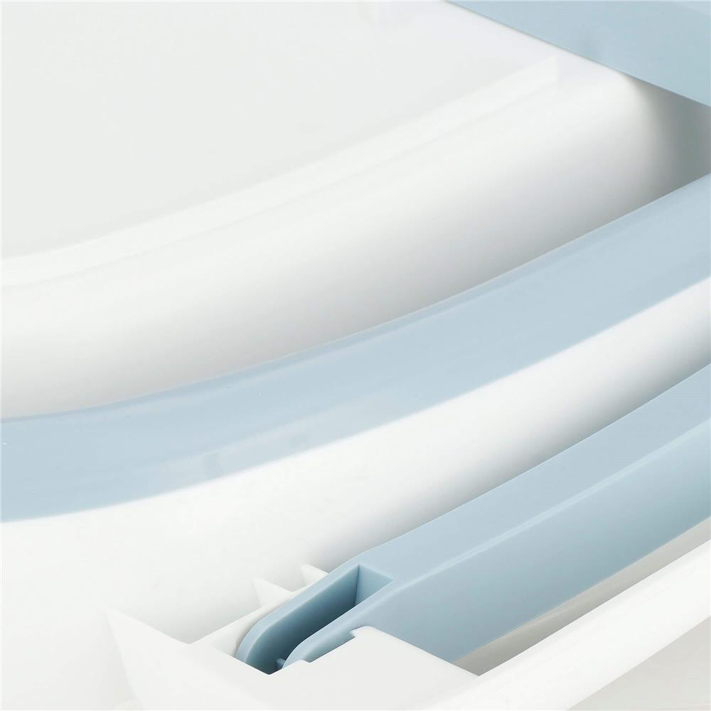 Cadita de baie pliabila pentru bebelusi si copii, sistem de siguranta impotriva plierii accidentale, dop de scurgere, sarcina maxima 30 kg, material plastic si silicon, 85x53x20 cm, alb - imagine 9
