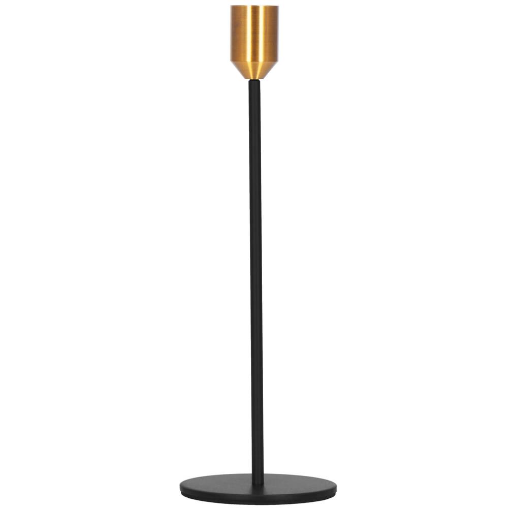 Set 3 suporturi decorative pentru lumanari din metal, tip sfesnic, cu inaltimi de 14, 20 si 25 cm, design elegant pentru decoratiuni festive si realizarea aranjamentelor, negru si auriu - imagine 13