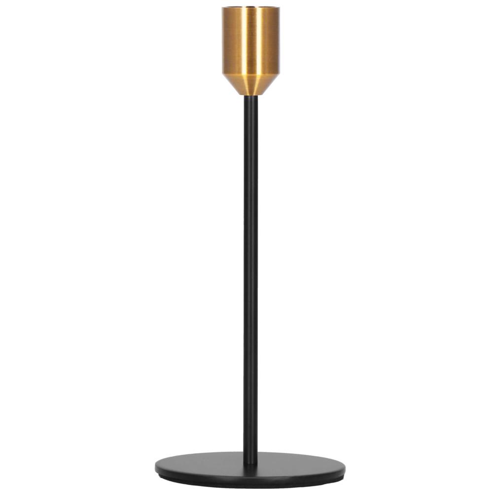 Set 3 suporturi decorative pentru lumanari din metal, tip sfesnic, cu inaltimi de 14, 20 si 25 cm, design elegant pentru decoratiuni festive si realizarea aranjamentelor, negru si auriu - imagine 14