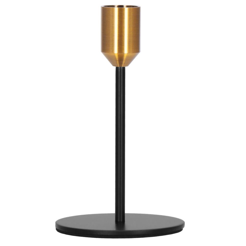 Set 3 suporturi decorative pentru lumanari din metal, tip sfesnic, cu inaltimi de 14, 20 si 25 cm, design elegant pentru decoratiuni festive si realizarea aranjamentelor, negru si auriu - imagine 15