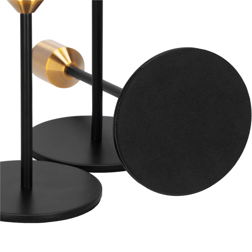 Set 3 suporturi decorative pentru lumanari din metal, tip sfesnic, cu inaltimi de 14, 20 si 25 cm, design elegant pentru decoratiuni festive si realizarea aranjamentelor, negru si auriu - imagine 10