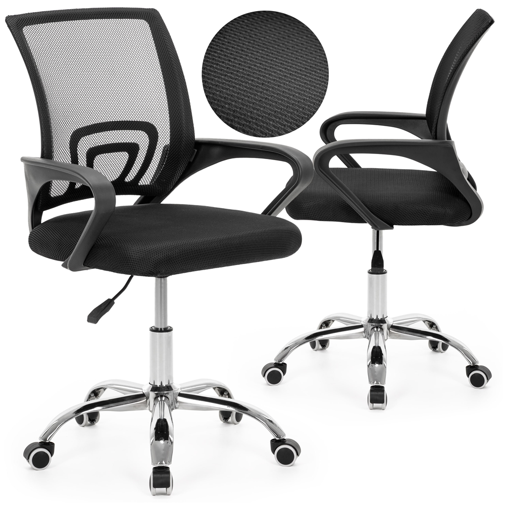 Scaun de birou ergonomic cu spatar din plasa mesh respirabila, sezut tapitat cu burete moale, cotiere pentru sustinere, baza metalica stabila cu 5 roti pivotante, maxim 100 kg, 60x44x83-93 cm, negru - imagine 4