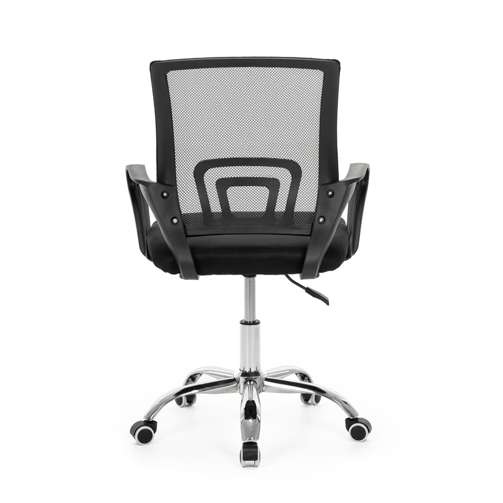 Scaun de birou ergonomic cu spatar din plasa mesh respirabila, sezut tapitat cu burete moale, cotiere pentru sustinere, baza metalica stabila cu 5 roti pivotante, maxim 100 kg, 60x44x83-93 cm, negru - imagine 7