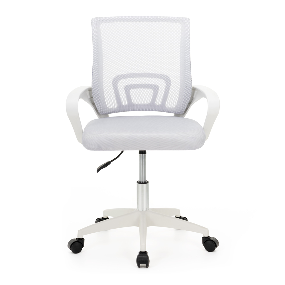 Scaun de birou ergonomic cu spatar din plasa mesh respirabila, sezut tapitat cu burete moale, cotiere pentru sustinere, baza metalica stabila cu 5 roti pivotante, maxim 100 kg, 60x44x83-93 cm, gri - imagine 14